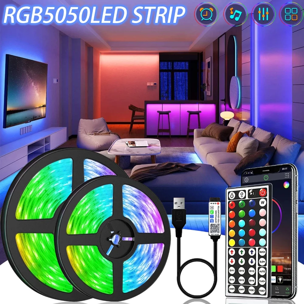 

Светодиодная лента, 10 м, USB, Rgb, светодиодная полоса, лампа, Bluetooth 5050, светодиодная инфракрасная гибкая лента, диодные лампы, подсветка телевиз...