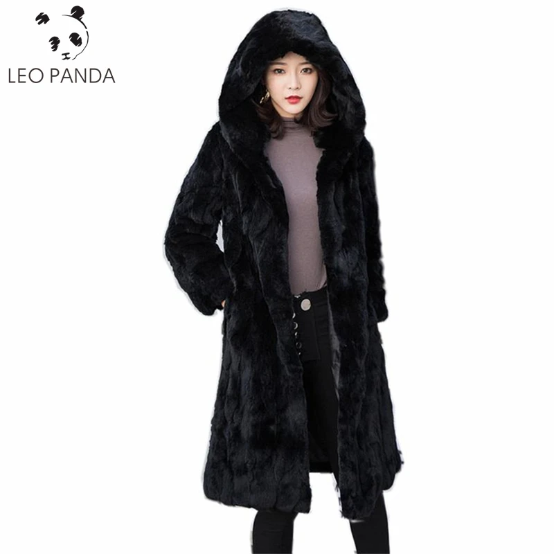 Winter Natural Rex Rabbit Fur Coats Woman Long 2022 Fashion Genuine Fur Coats Women Thicken Warm Real Rex Rabbit Fur Coat Parka