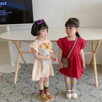 2022 summer new embroidered girls dress korean version fashion 1 7 years old baby jacquard short sleeved skirt