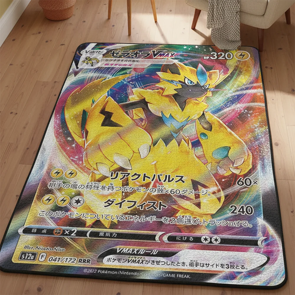 Фото Коврик Pokemon Zeraora VMAX Tera в стиле аниме, милый декор для игровой комнаты, мягкий ковер, подарок для детей и фанатов, мягкое декоративное одеяло №1