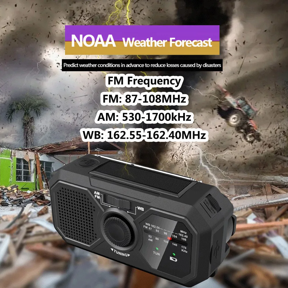 Портативный радиоприемник FM AM SW с поддержкой солнечной батареи Ручной