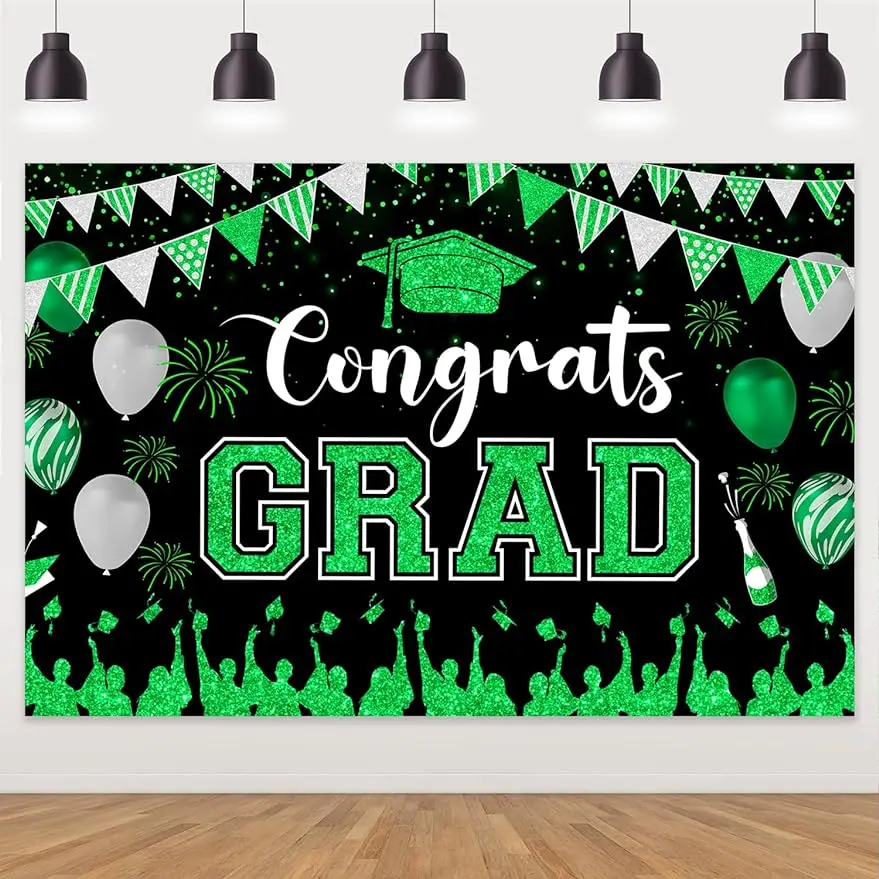 Черно-зеленый тематический фон Kreat4joy для выпускного 5*3 фута искусственная ткань