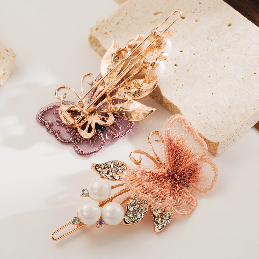 Заколка Для Волос-бабочка Со Стеклянным Искусственным Красочным Украшением