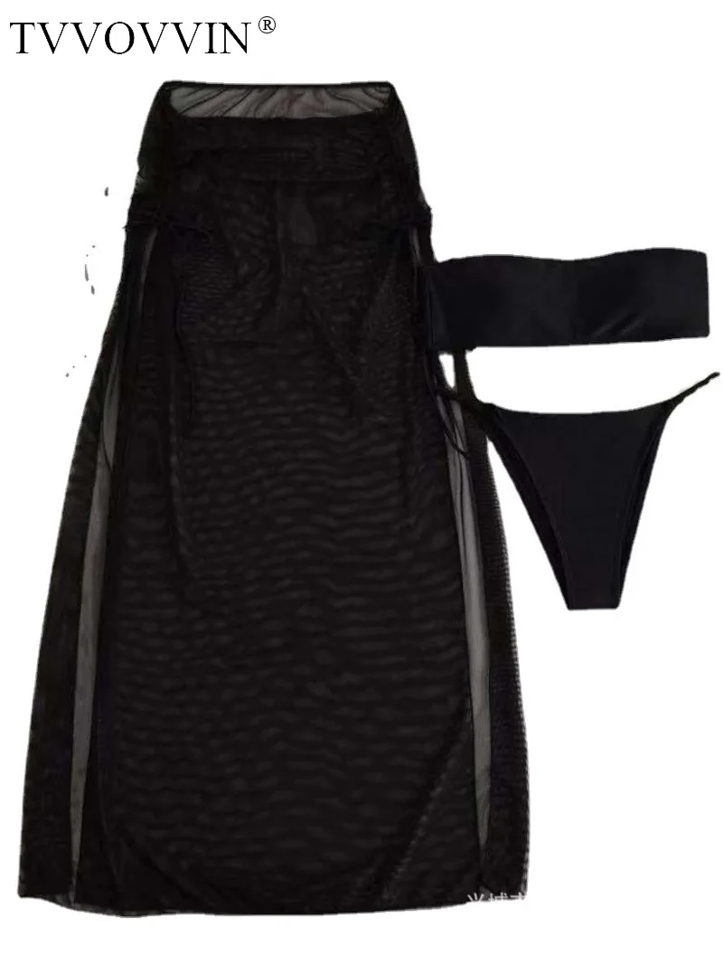 

2022 сексуальный бюстгальтер на шнуровке, Майки с разрезом + Купальник для плавания, Горячая весна, Пляжная сетчатая длинная юбка, корейская мода, Милая Z6LD