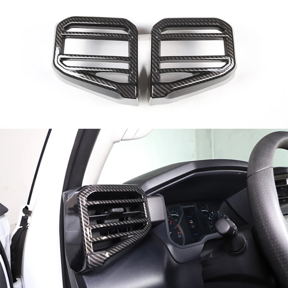 

For Toyota Tundra 2022 For Toyota Sequoia 2023 Car Side Air Conditioner Outlet Vent Cover Trim ABS Carbon Fiber Styling