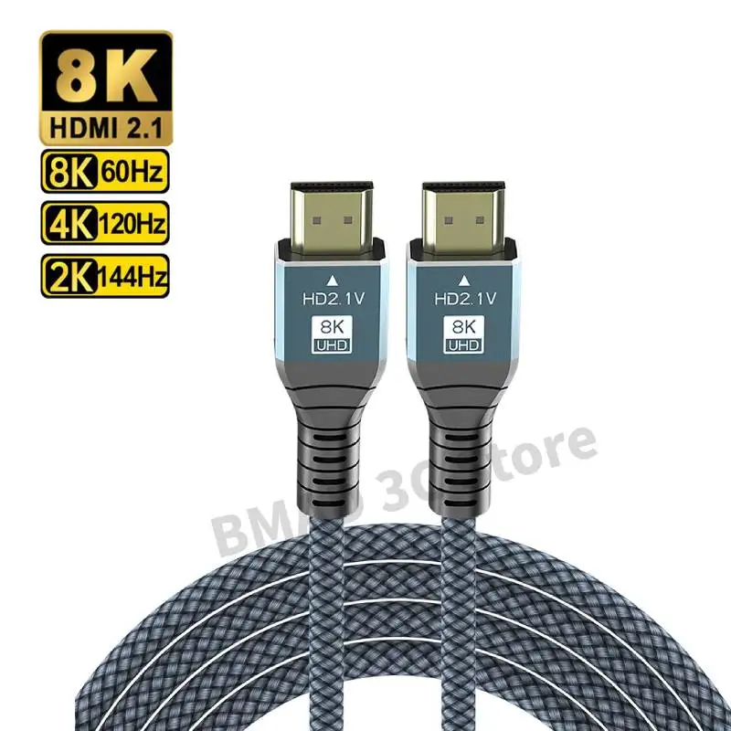 Кабель HMDI 144 8K/60 Гц 4K/2,1 Гц, плетеный кабель 48 Гбит/с для HDTV, сплиттера, переключателя PS5 Ps4 проектора EARC Dolby Vision UHD