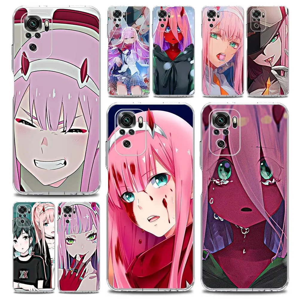 

Darling in the Franxx Zero Two Phone Case For Xiaomi Redmi Note 11 9S 9 8 10 Pro 7 8T 9C 9A 8A K40 Pro 11T 5G Clear Cover Coque