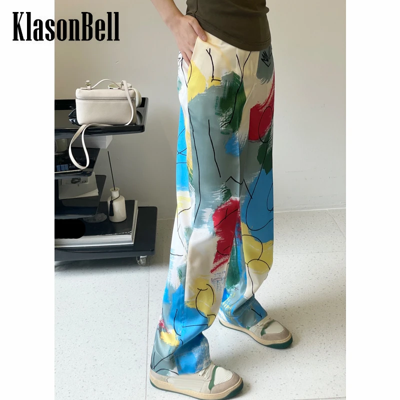 6.8 KlasonBell Vintage Pattern Print Straight Pants Women