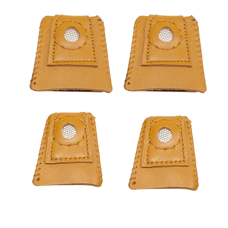 

4 Pack Sewing Leather Thimble Finger Protector Tool For Knitting Quilting,Pin Pads,Needles Partner Needlework Accessory 2021