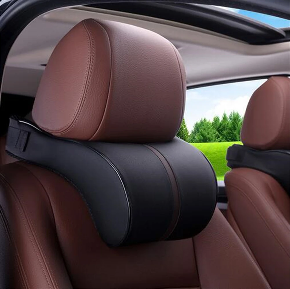 

Car Pillow Leather Neck Headrest Super Soft Memory Foam Auto Seat Cover Head Neck Rest Cushion Fit For Honda Toyota Nissan