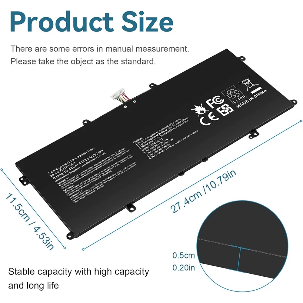 Фото Аккумулятор C41N1904 для ASUS ZenBook 13 UX325EA UX325JA UM325SA UX363EA 14 UX425 UX425UA Flip S UX371 UX393 UX393EA UX371EA S435 №4