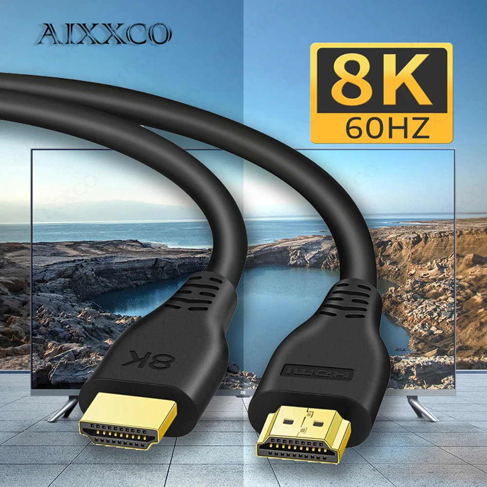 AIXXCO 8K HDMI Cable 2.1 Ultra High Speed Certified for PS5 PS4 for Xiaomi Mi Box HDMI Splitter 2.0 8K/60Hz 48Gbps Cables