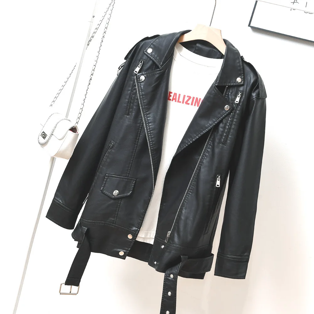 2023 new mid-length leather coat women's style leather jacke