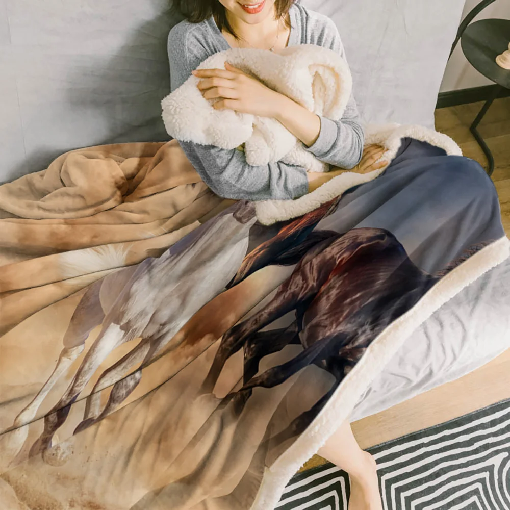 Бегущая лошадь животные одеяла зимнее теплое кашемировое одеяло офисный диван