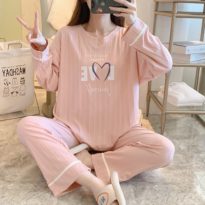 womens Pajamas Set Autumn Winter Thicken Cotton Pyjamas Women Cartoon Pijama Pattern Pajamas Set Thin Pijama Mujer Sleepwear