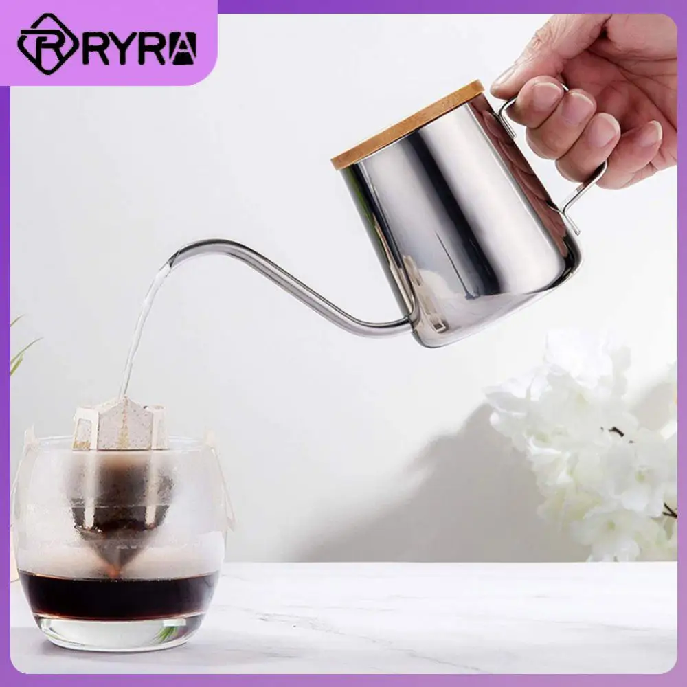 Coffee Pot Milk Frothing Pitcher Jug Gooseneck Kettle Spout Stainless Steel Espresso With Lid Coffee Milk Pot Kettle Can 350 ML