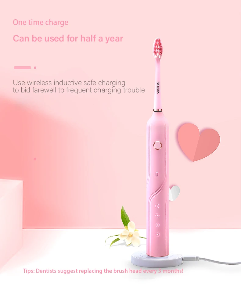 Adult Ultrasonic Electric Waterproof Toothbrush with 4 Brushes Replacement Heads USB Rechargeable Timer Tooth Brush Four Modes enlarge