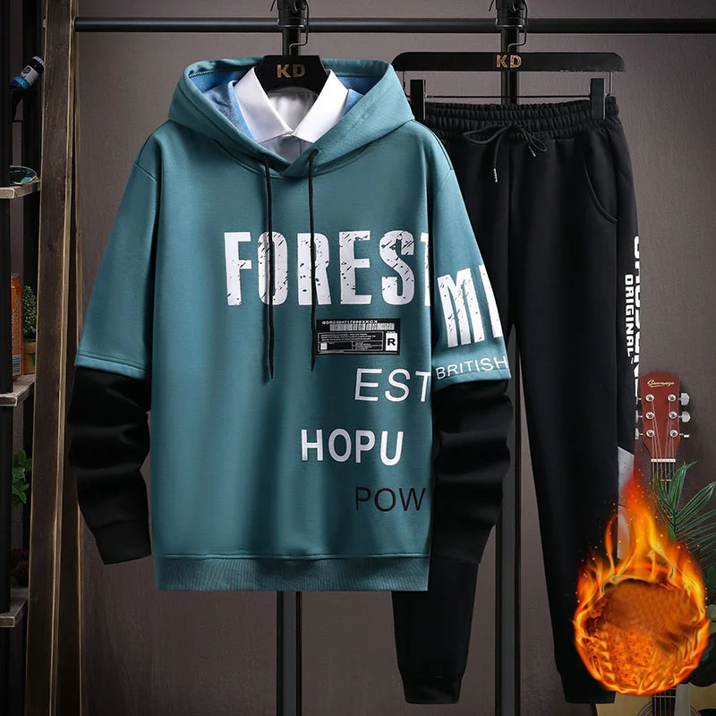 

Новинка Зима 2024, кашемировая толстовка с капюшоном и длинными рукавами, брючный костюм, Мужская модная Термоодежда с принтом, высококачественные брюки, Прямая поставка