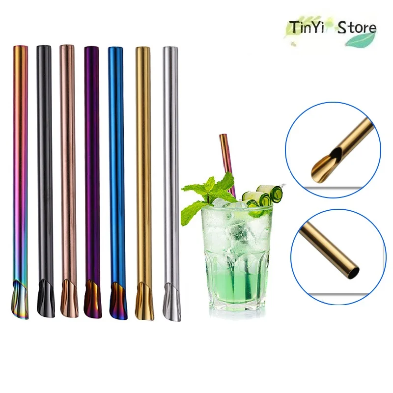 

Colorful Reusable Straight Bent Metal Drinking Straw 304 Stainless Steel Straws Set for Smoothie Milk Tea Party Bar Accessory