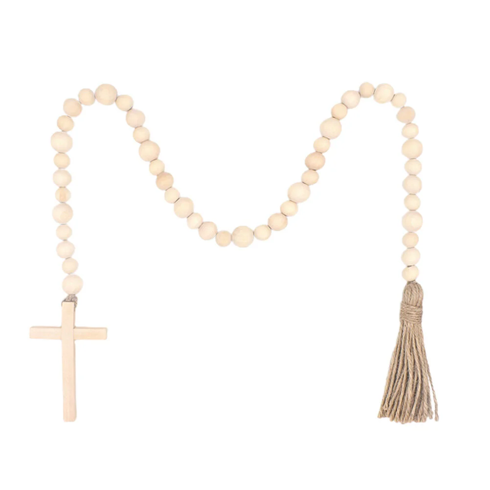 

Twine Tassel Beads Creative Wood Wooden Rustic Decor Rope Beaded String Party Pendant Spring Home