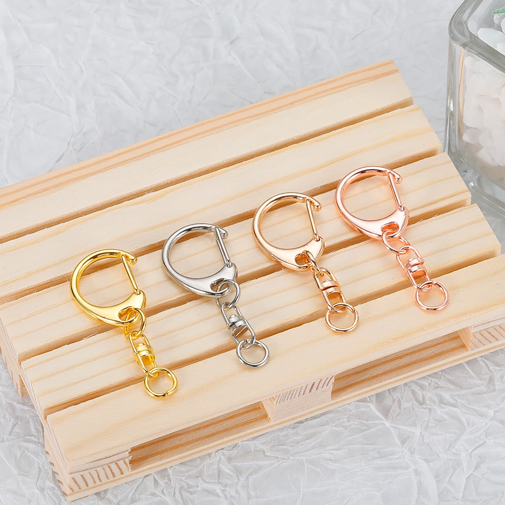 10Pcs Key Ring With Chain D Snap Hooks Split Keychain Connector Metal Key Ring With Open Jump Ring For DIY Crafts Jewelry Making