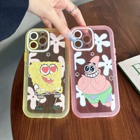 cartoon spongebob squarepants phone case for iphone 11 12 13 pro max mini x xs xr soft silicone transparent cover