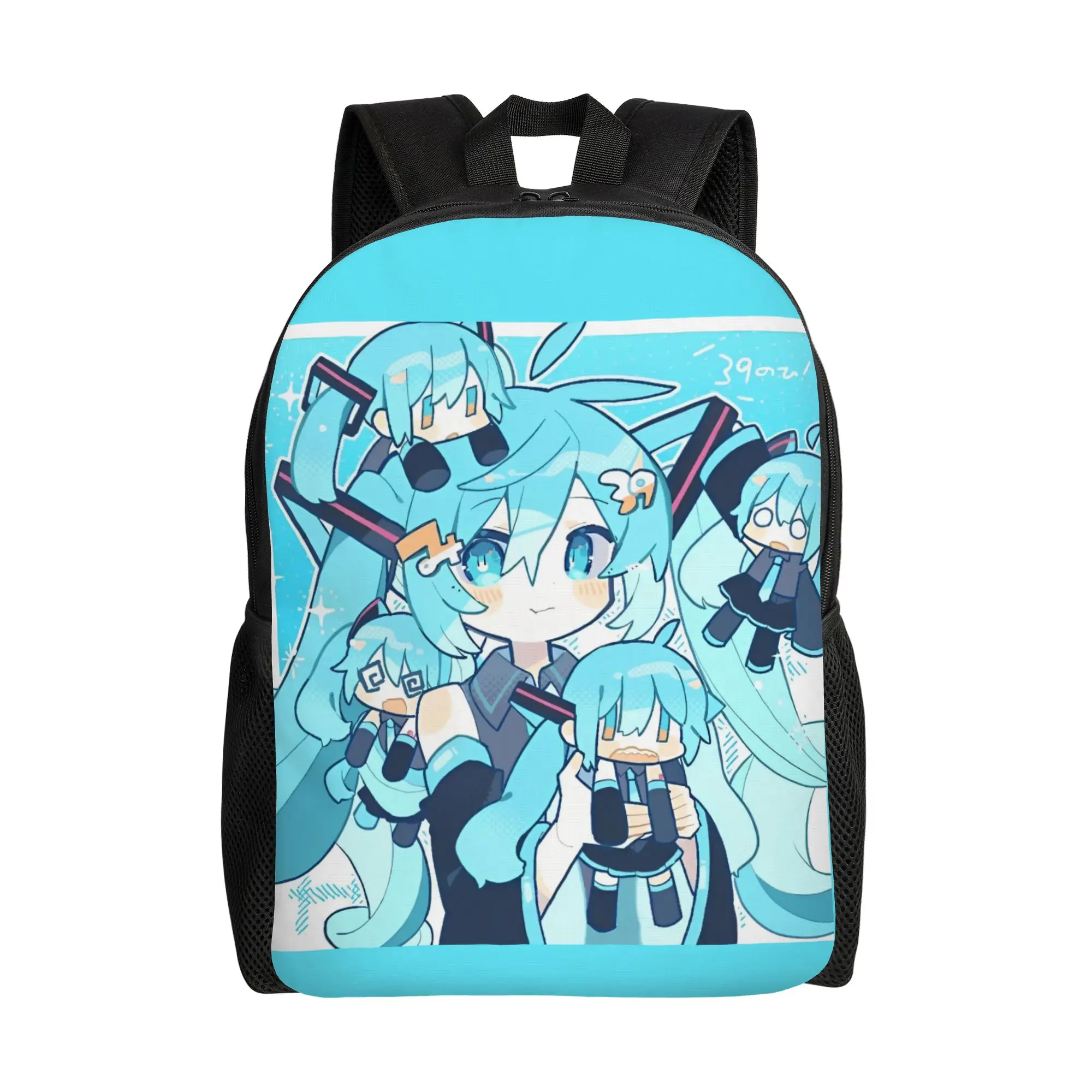 Фото Рюкзак Hatsune Miku для мужчин и женщин, повседневный, студенческий, для походов и путешествий, японский аниме-рюкзак, легкий холщовый рюкзак для ноутбука №1