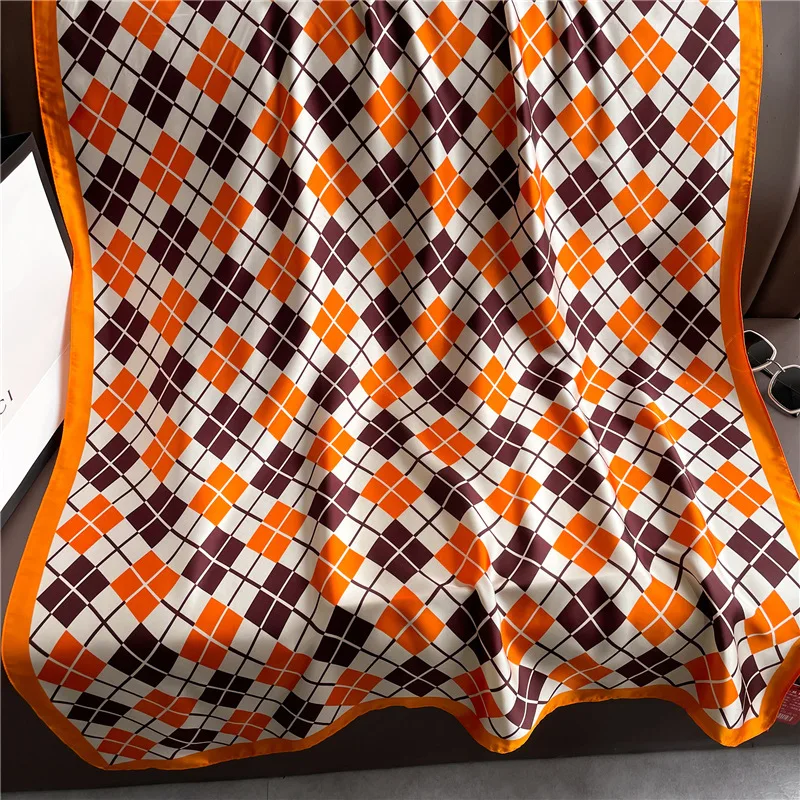 Роскошный модный клетчатый шарф 180*90 см шелковые шарфы с защитой от солнца