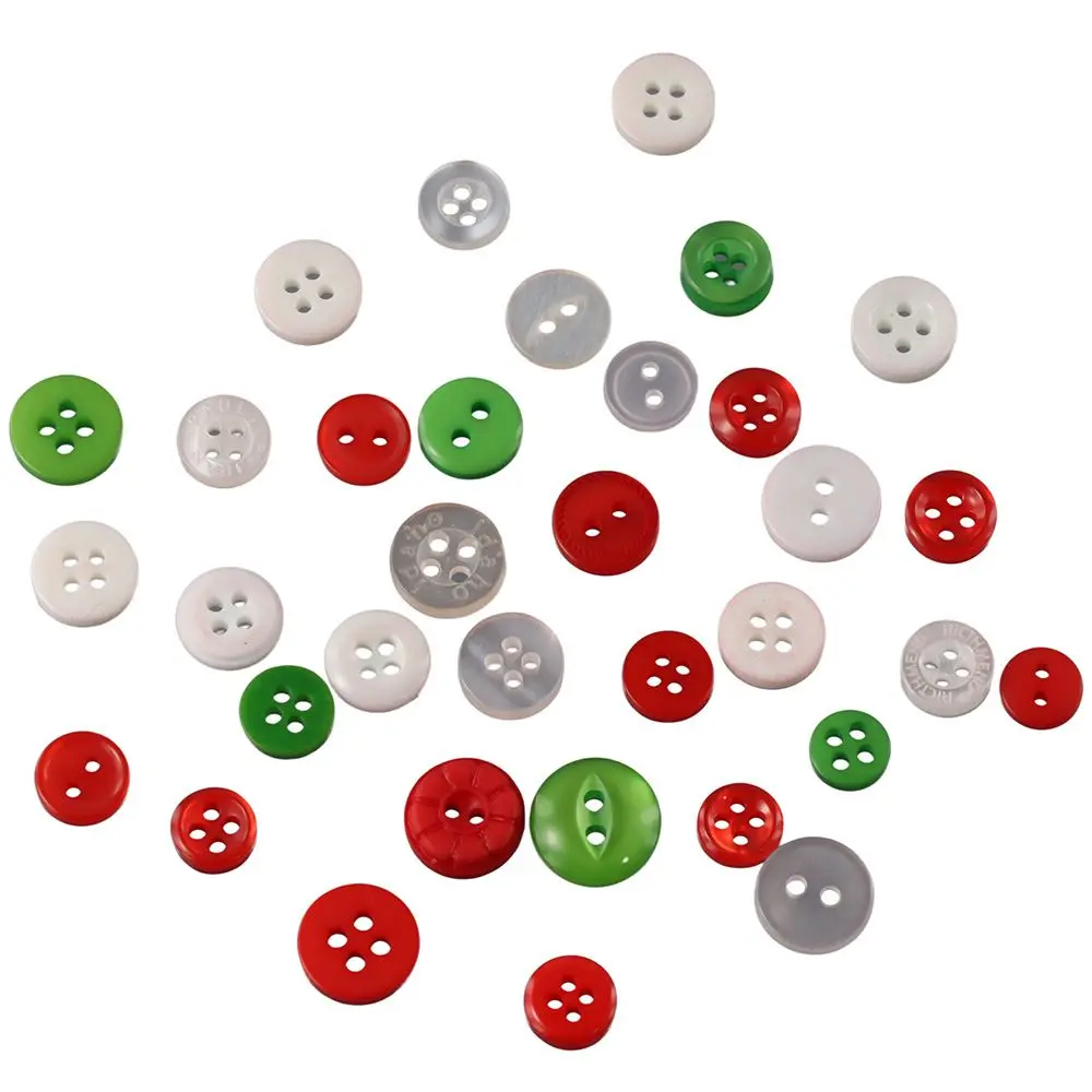 

660 шт. смешанные красные, зеленые, белые рождественские пуговицы из смолы Круглые пуговицы из смолы с 2 отверстиями или 4 отверстиями на пуговицах ручной работы