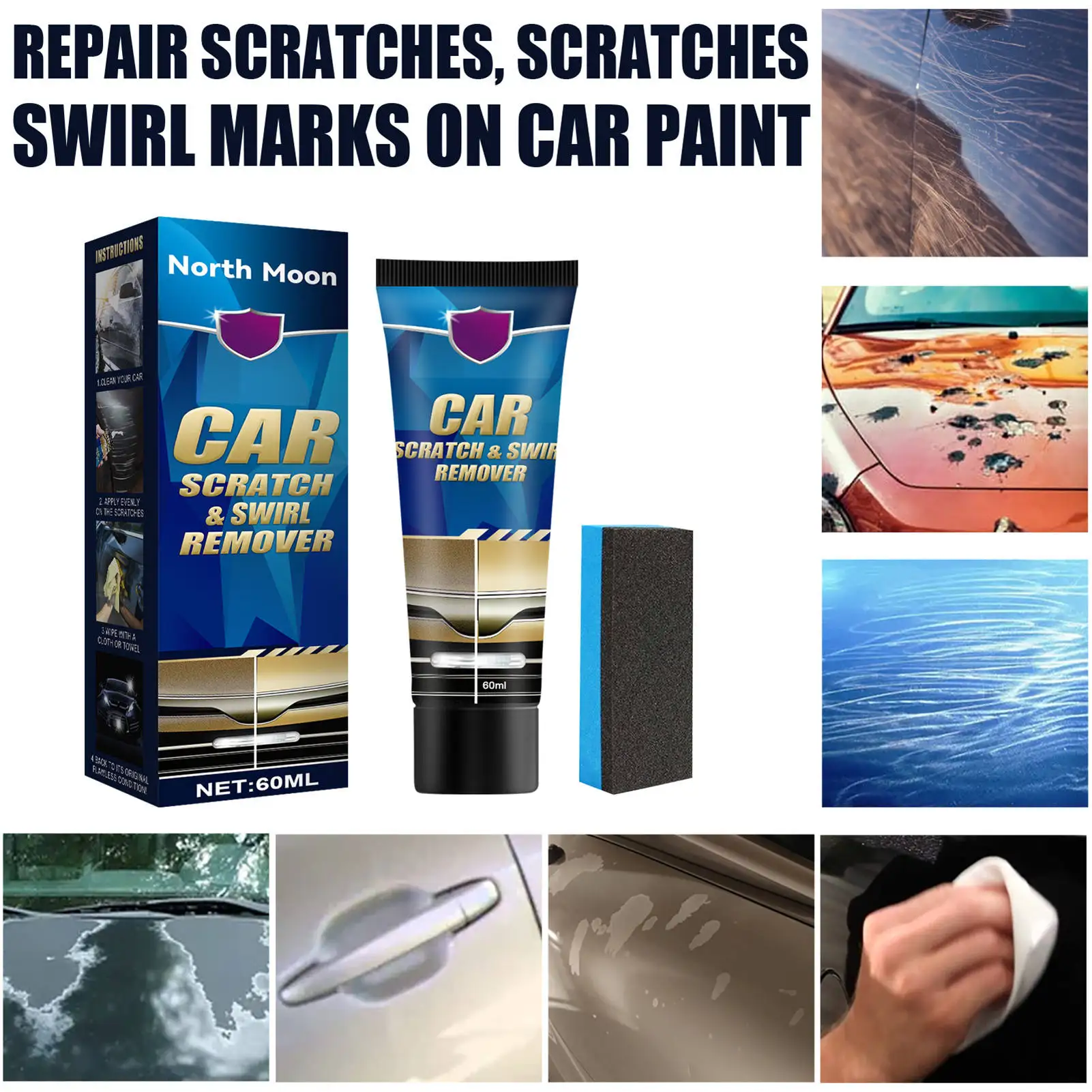 

Auto Scratches Remover Cream Effective Car Scratches Repair Kit Polishing and Rubbing Compounds Exterior Care Products