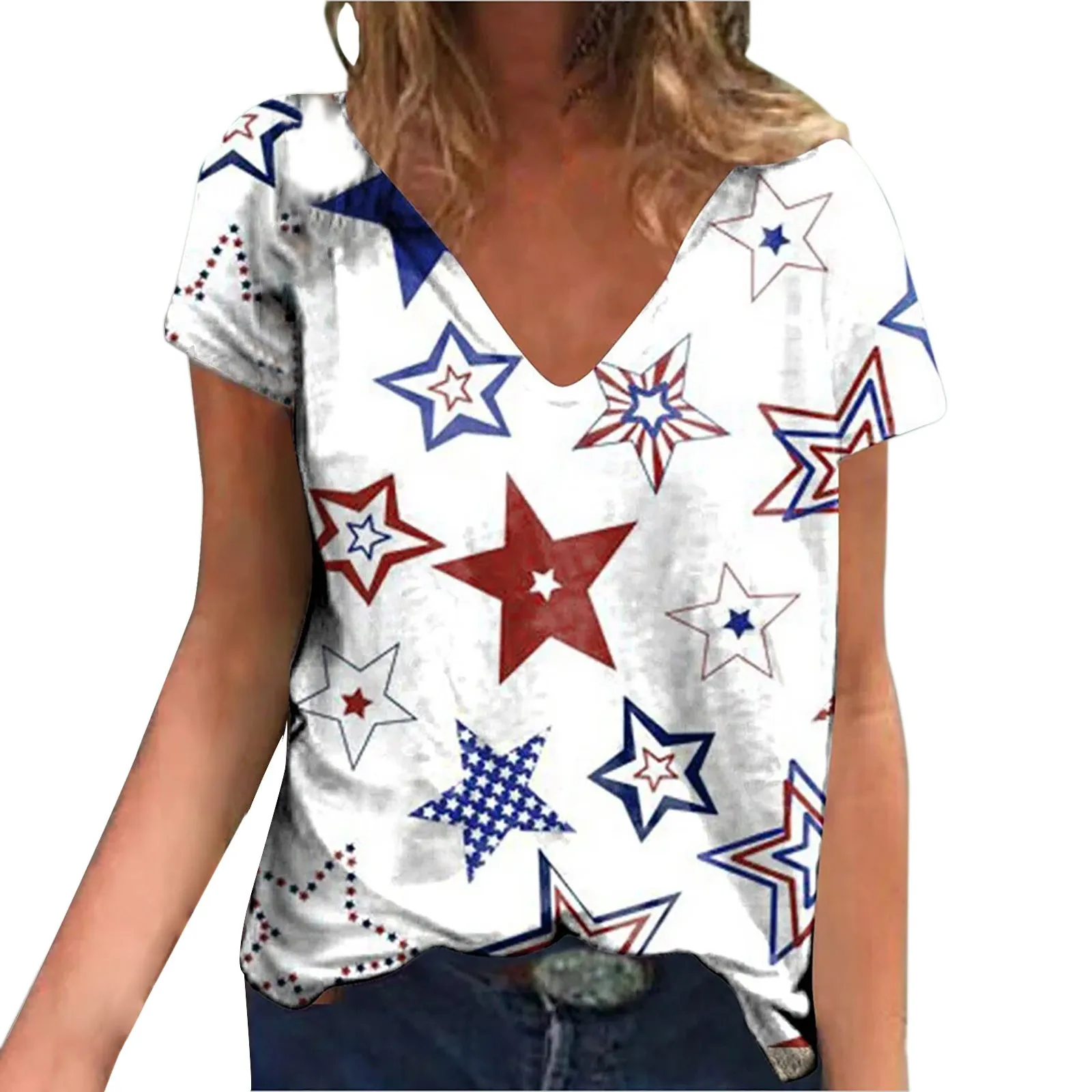 

Женская футболка с V-образным вырезом, с принтом