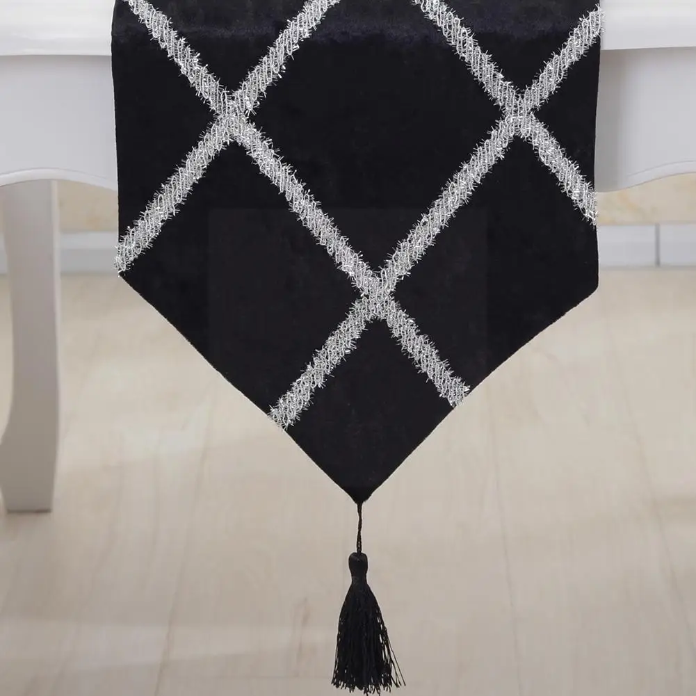 

Модная настольная дорожка в форме алмаза в полоску решетка с декоративными элементами Свадебные кисточки бархатная Вечеринка V6A4