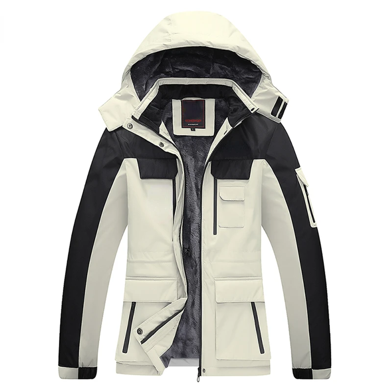 

Winter Men Windbreaker Fleece Jacket Coat Outdoors Sports Hooded Coat Camping Windproof Warm Military Male Coat Male Jackets