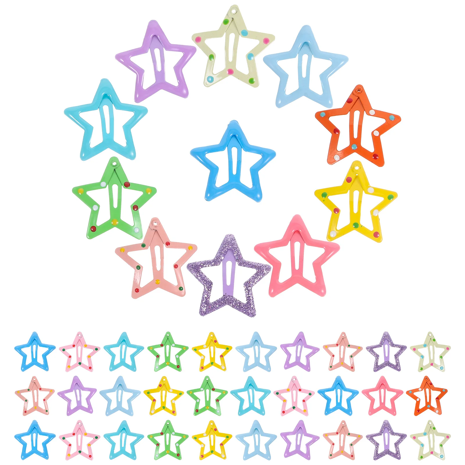 

50 Pcs Star Hairpin Short Accessories Women Kids Girls Metal Decor Clips Hollow