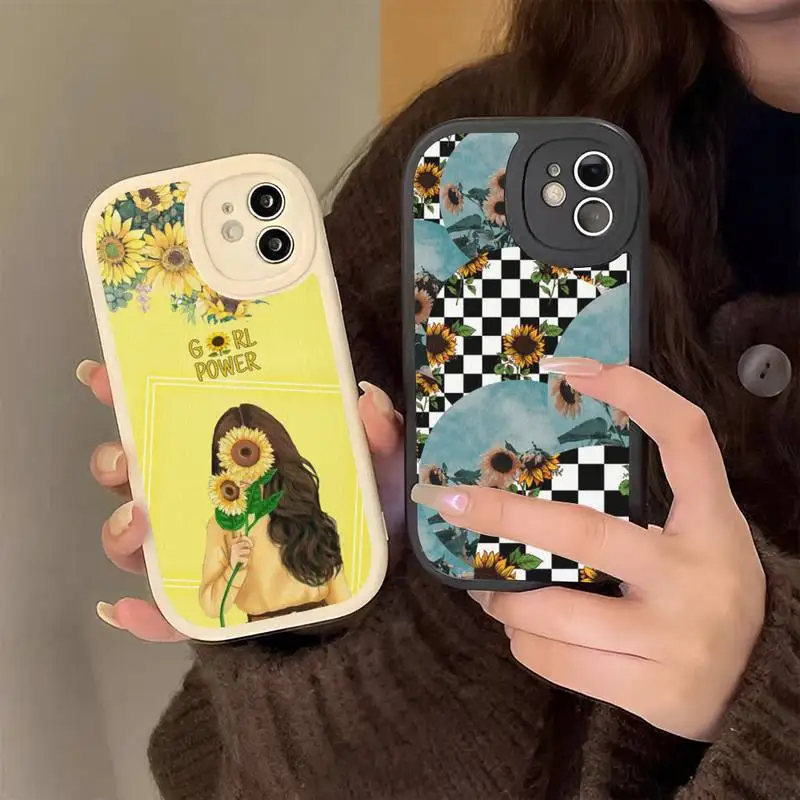

Lovely Smiling Sunflower Phone Case Hard Leather For iPhone 14 13 12 Mini 11 14 Pro Max Xs X Xr 7 8 Plus