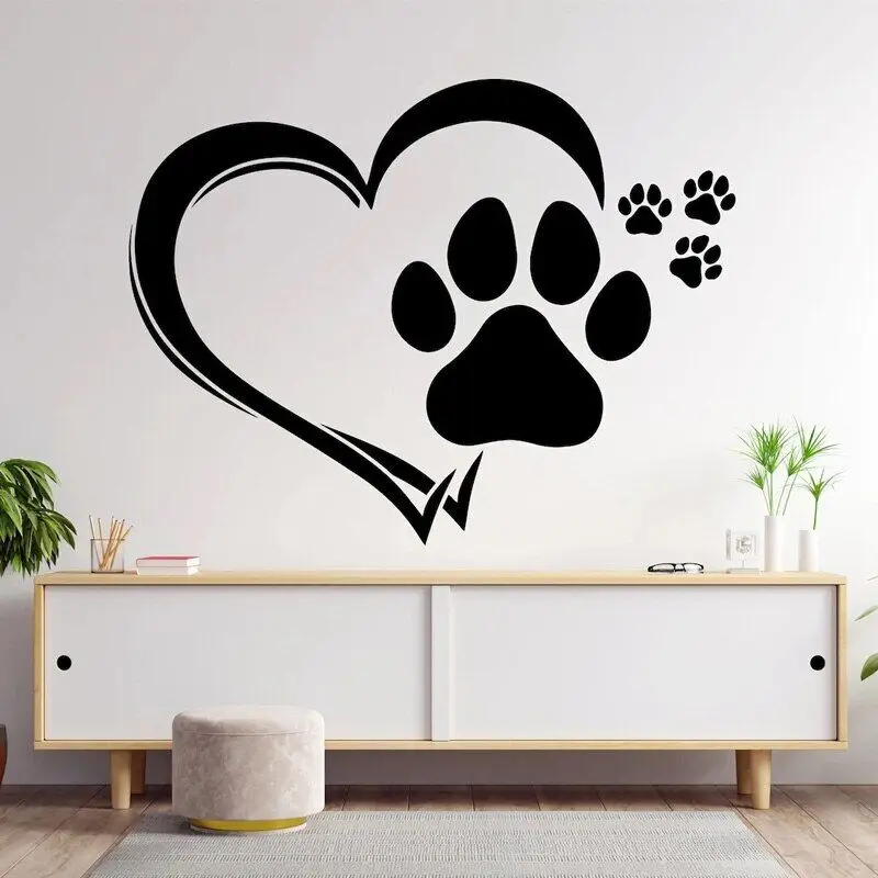 

Heart Paws Dog Wall Decor Dog Wall Decals pet grooming Art Dog Lover Stickers Bedroom Wall Vinyl Nursery Wall Decals Art 3D61
