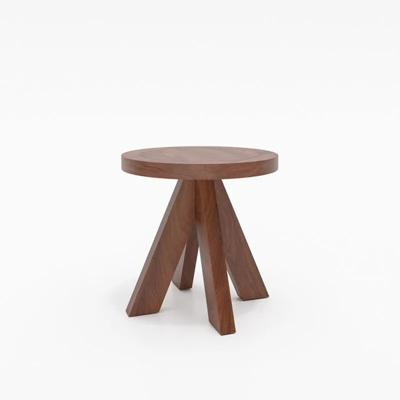Круглый Маленький журнальный столик из массива дерева в скандинавском стиле