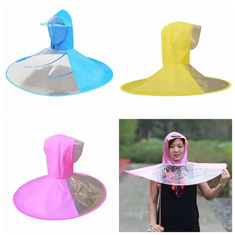 Ношенный на голову плащ PEVA рыболовная шапка зонтик водонепроницаемый дождевой