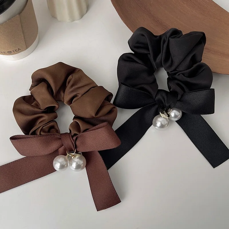 

Elastic Hair Bands Accessories for Girls Rubber Scrunchies Korean Vintage Ties Headwear Fashion Bow Ponytail Wholesale New