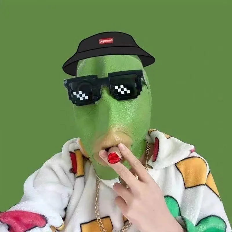 Маскарадная маска для головы рыбы на Хэллоуин зеленая голова милая