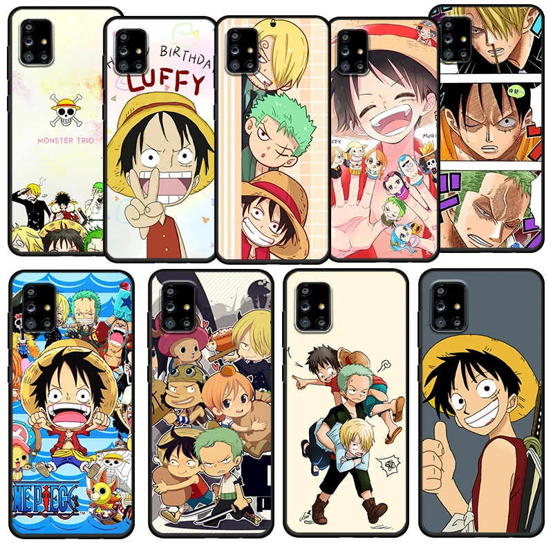 

Luffy Cute One Piece For Samsung Galaxy A72 A71 A52 A51 A73 A53 A32 A12 A21S 5G Silicone Soft Black Phone Case Cover Funda Capa
