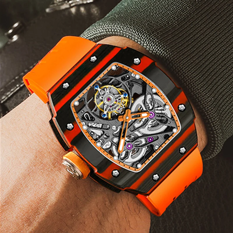 HAOFA Автоматические tourbillon часы мужские спортивные сапфировые водонепроницаемые