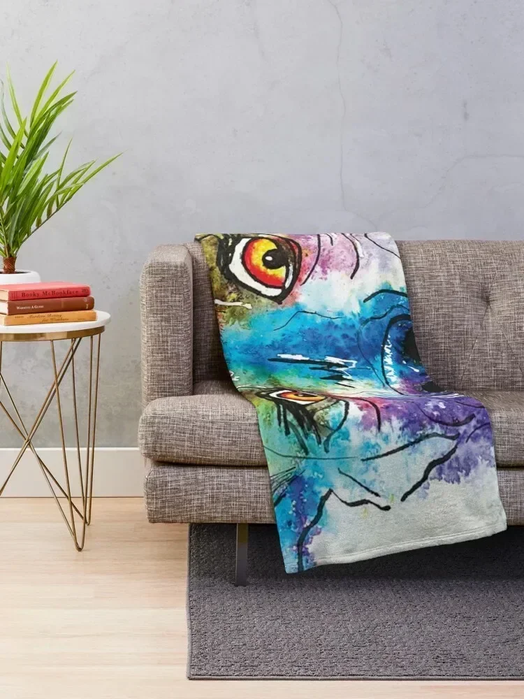 Kooky Kreatures Дилан: Зеленая собака с карикатурным принтом — Искусство Paquita Плед Диван