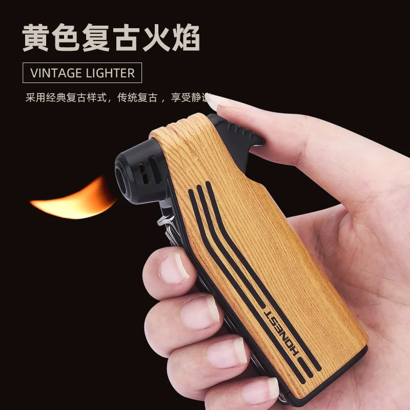 

New Butane Retro Open Flame Multi-functional Pipe Lighter One-button Oblique Lighter Men's Gift Cigarette Pipe Ignition Tool