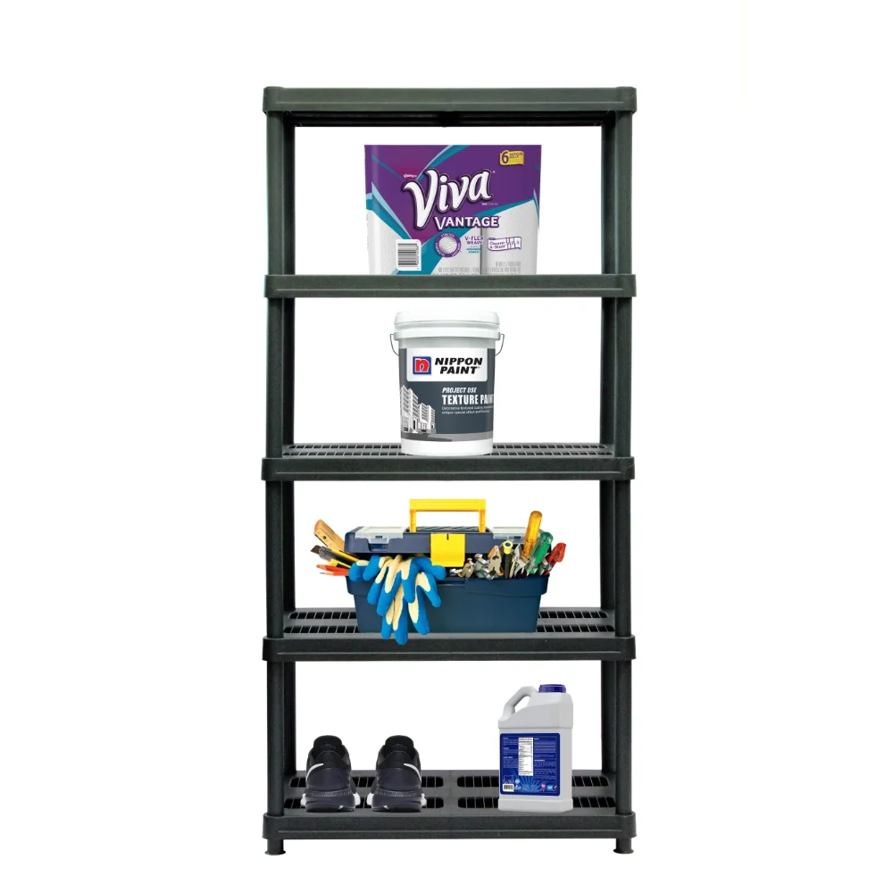 

US Free Shipping 36"W X 18"D X 72"H 5-Shelf Resin Shelving,Strong and Durable，750 Lb Capacity Black-RS3618-5BLK