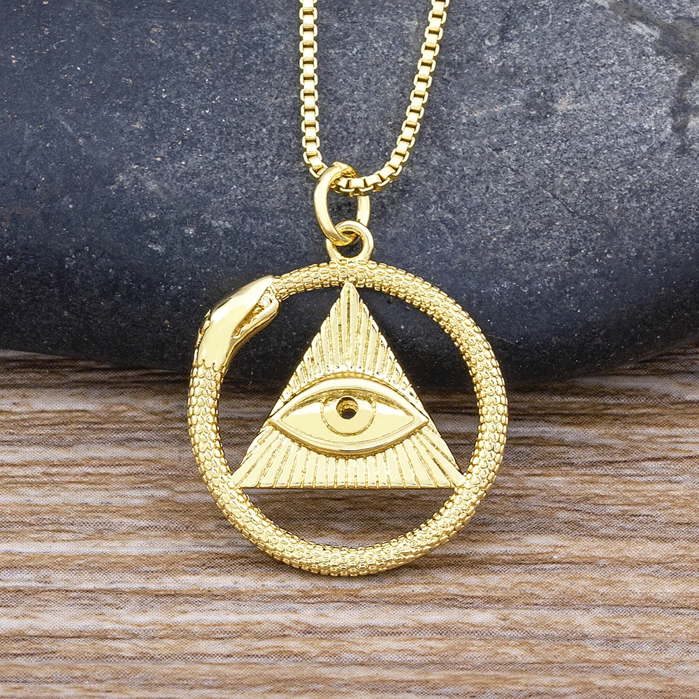 

AIBEF Light Luxury Zircon Evil Eye Pendant Gold Necklace For Women's Simple Fashion Jewelry Party Birthday Exquisite Gifts