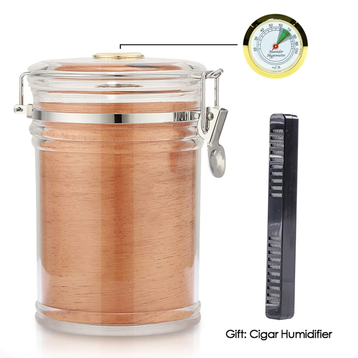 

Acrylic Cigar Humidor Storage Jar with Humidifier and Hygrometer,Humidor That Can Hold About 19 Cigars