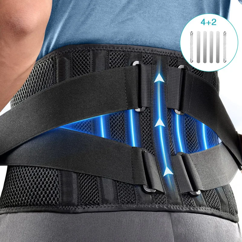 

Women Men Breathable Orthopedic Lumbar Disc Herniation Postural Correction Pain Relief Waist Back Brace Belt 4 Spring 2 Support