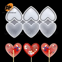 thickened 6 cavities heart shape shake lollipop silicone mold diy candy chocolate cheese gadget cake decorating accessories tool