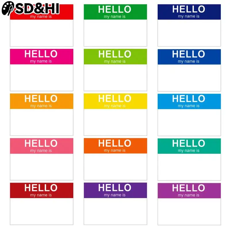 45pcs Name Tag Labels Hello My Name Is Stickers Newborn Baby Announcement Sticker School Office Home Name Label Stationery